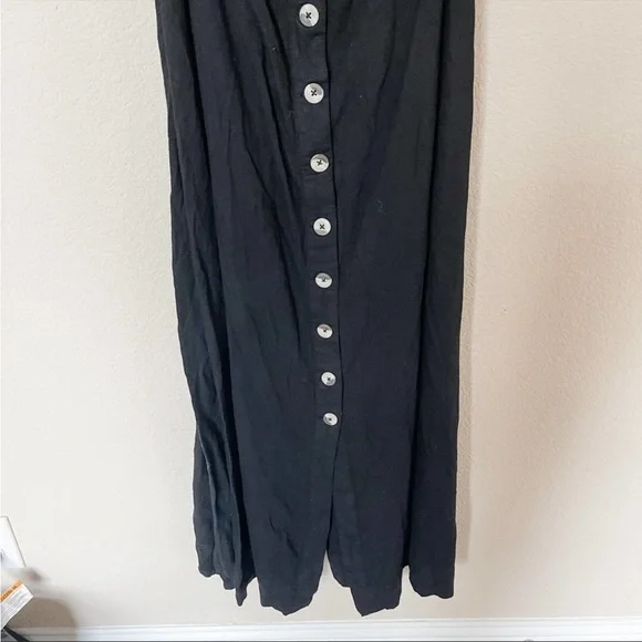 Free People String of Hearts Front Tie Button Down Maxi Dress | Black | … - Picture 9 of 11